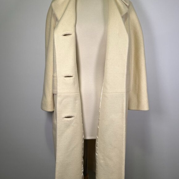 Vintage 60s Cream Wool Blend Tweed Swing Coat ILGWU Union Mid Century USA Mod - Picture 8 of 12